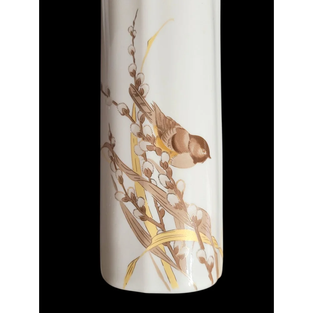 vintage otagiri japan vase Bird On Willow Gold Details 7.5